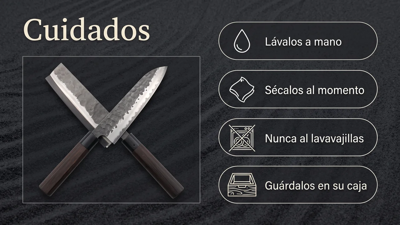 Cuidados del juego Fishtec: lavar a mano, secar al momento, nunca al lavavajillas y guardar en su caja