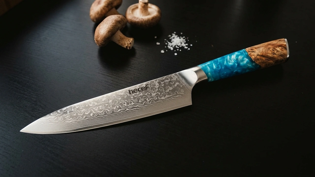 hecef Cuchillo de Chef Damasco 67 Capas 20 cm con Mango de Resina y Madera