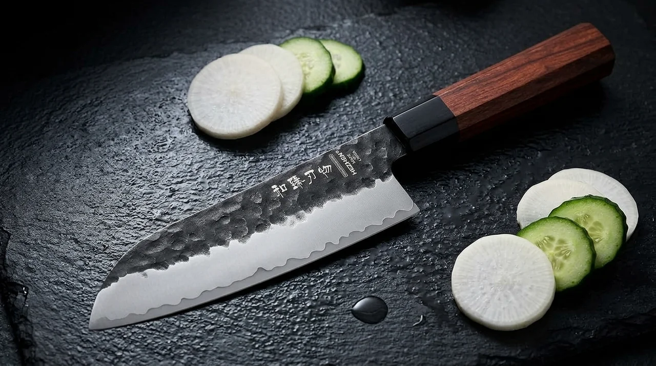 HEZHEN Santoku 18,5 cm (Kurouchi, mango wa)