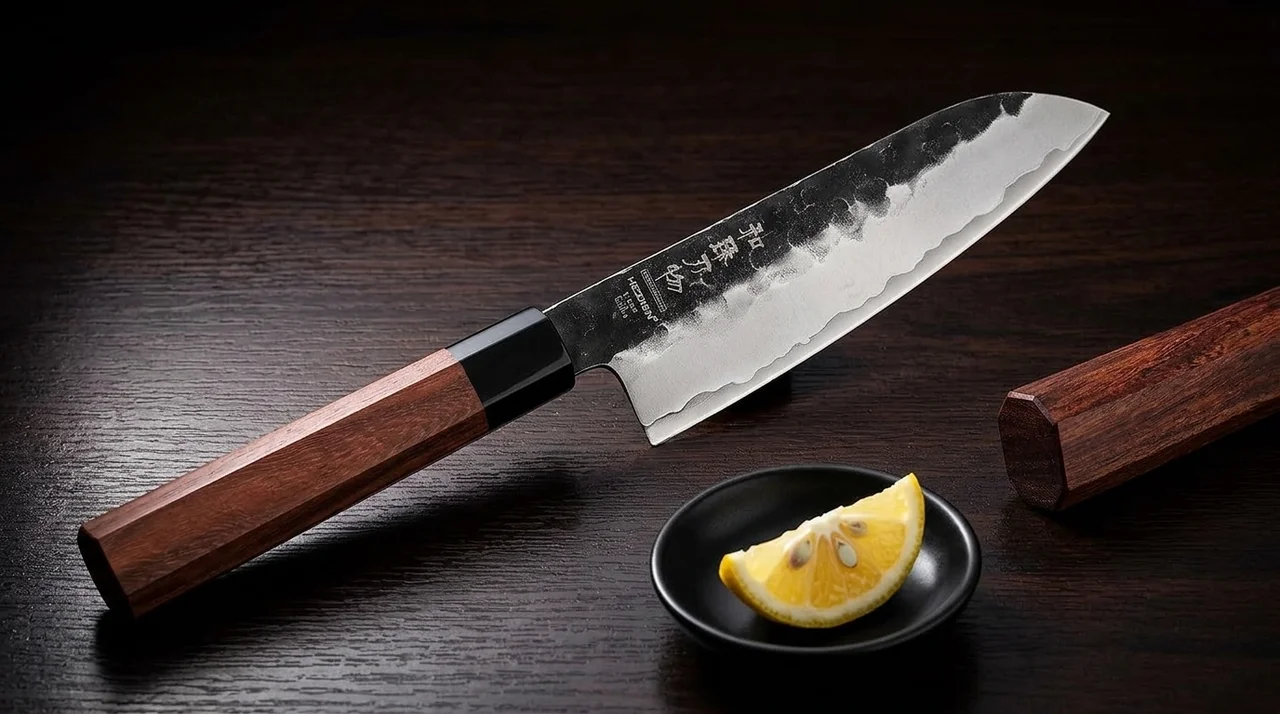 HEZHEN Santoku Pequeño (Kurouchi, mango wa)