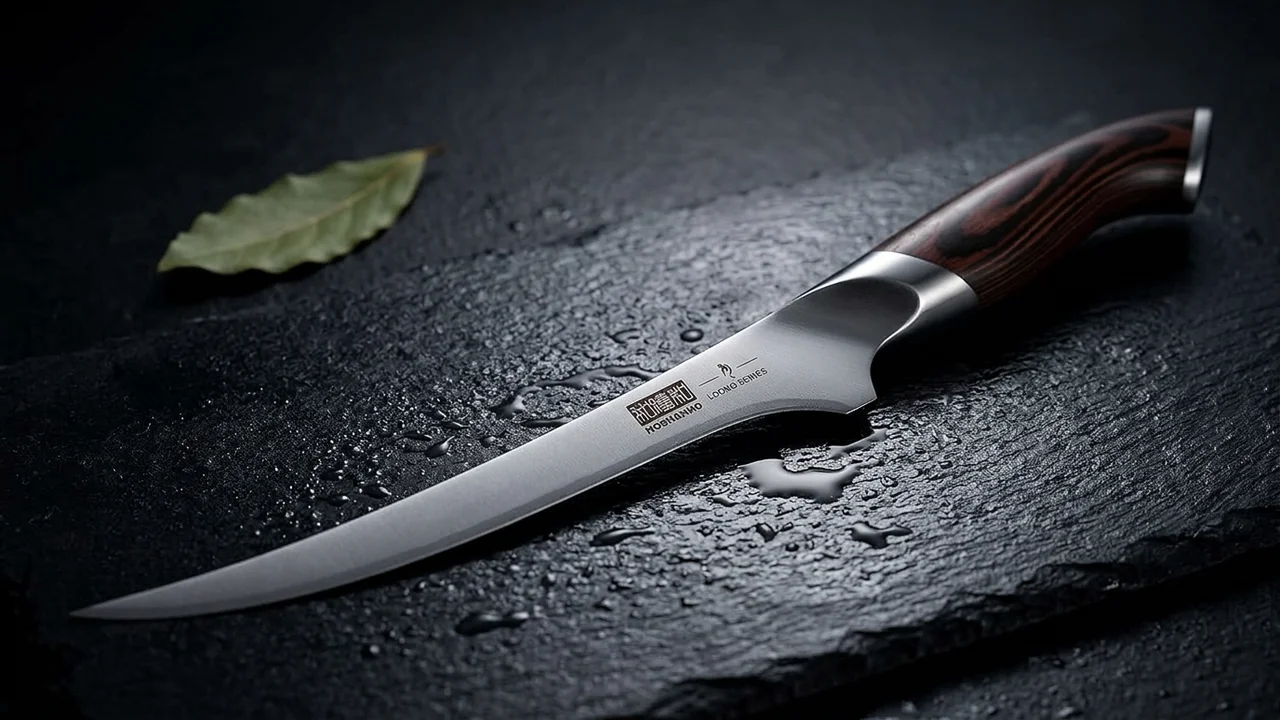 Cuchillo fileteador de pescado japonés HOSHANHO de 23 cm con mango de pakkawood