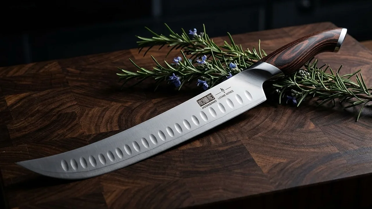 Cuchillo jamonero japonés HOSHANHO de 30 cm con valles granton y mango de pakkawood