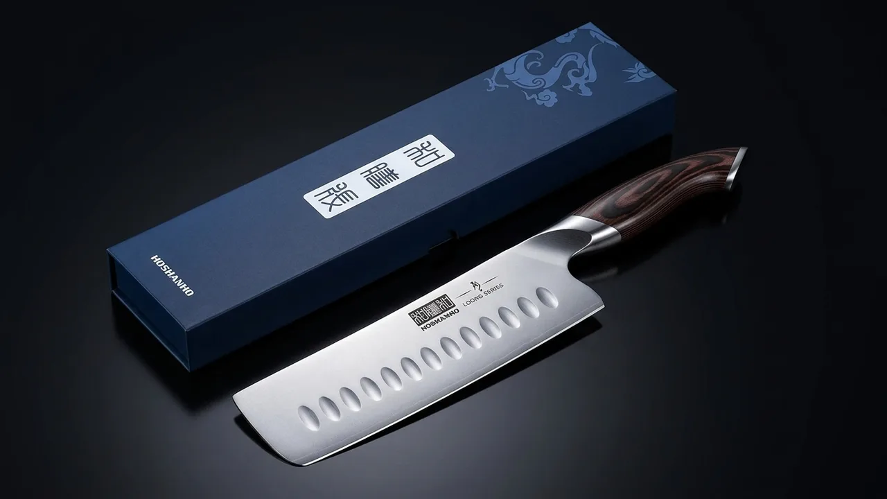 Nakiri HOSHANHO de la serie Loong tumbado junto a su caja azul marino cerrada