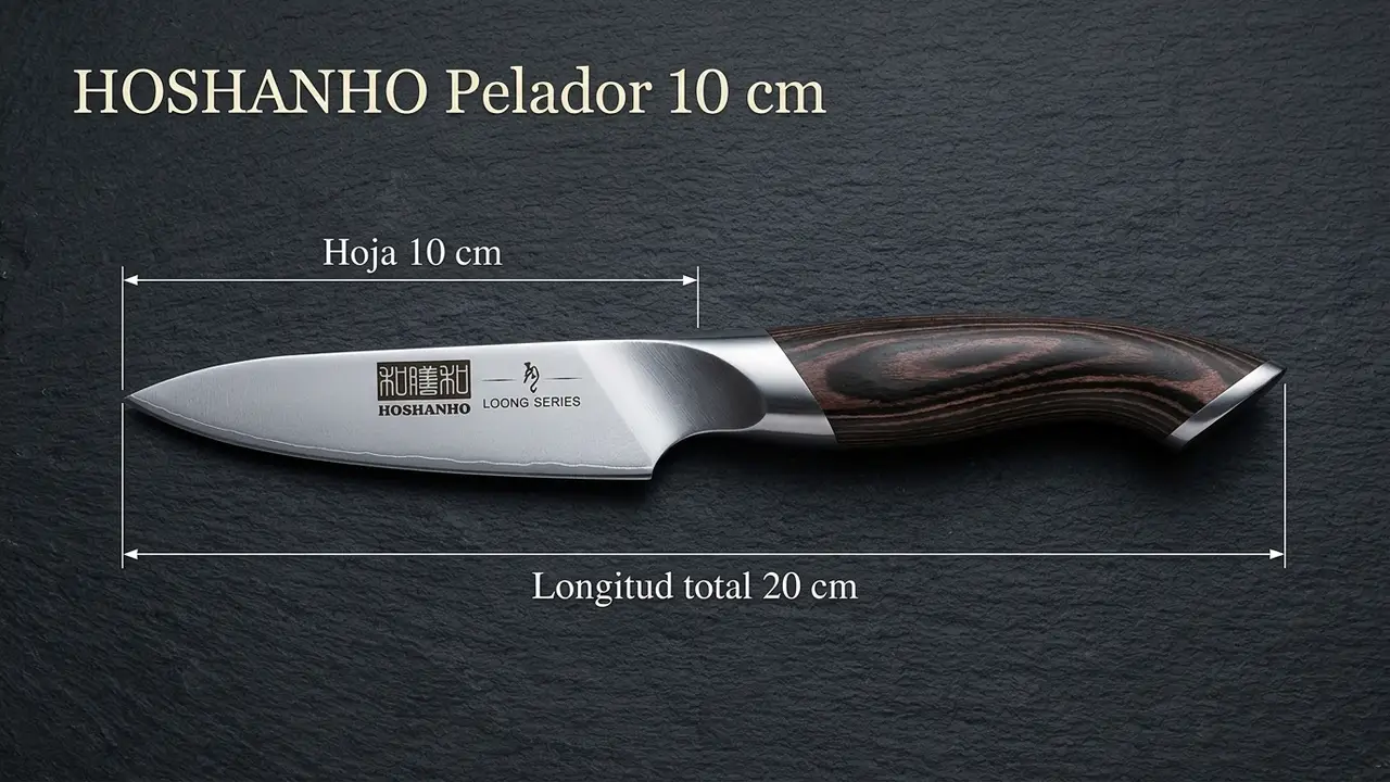 Cuchillo pelador HOSHANHO Loong acotado: hoja de 10 cm y 20 cm de longitud total