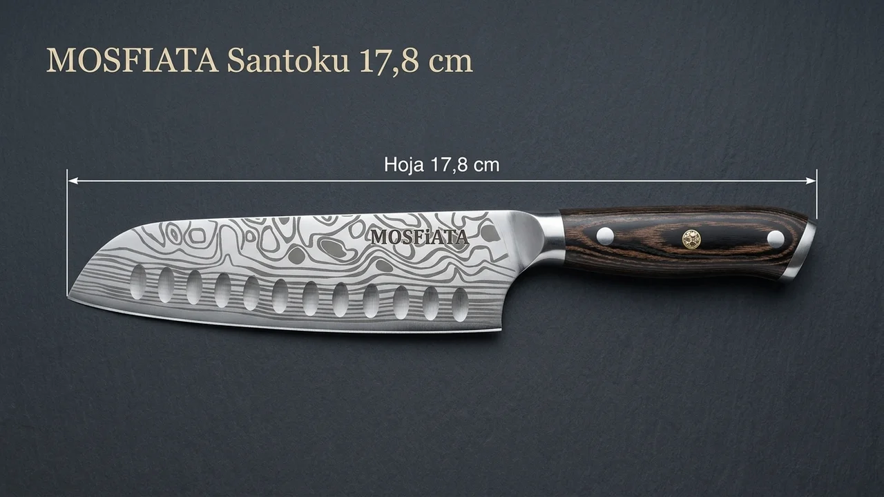 Santoku MOSFiATA acotado: hoja de 17,8 cm medida del filo al talón