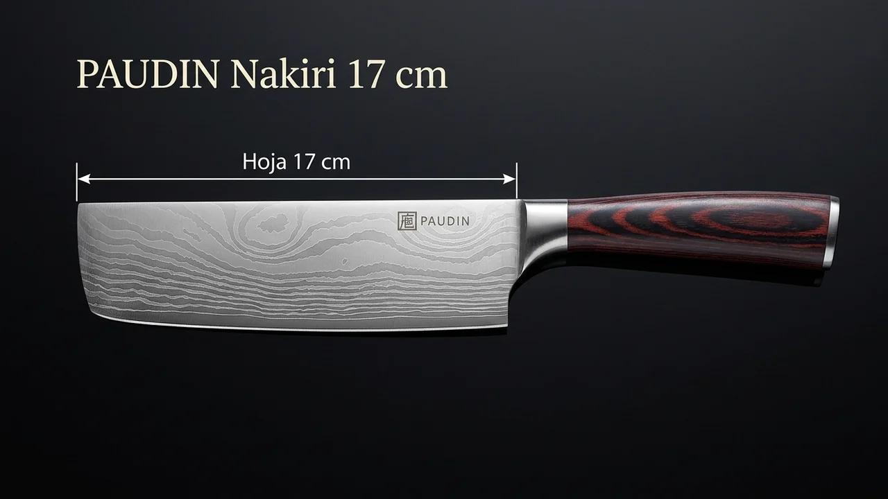 Nakiri PAUDIN acotado: hoja rectangular de 17 cm medida del filo al talón
