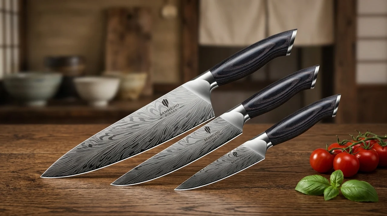 SANMEIHO Set 3 Piezas (chef, universal y pelador)