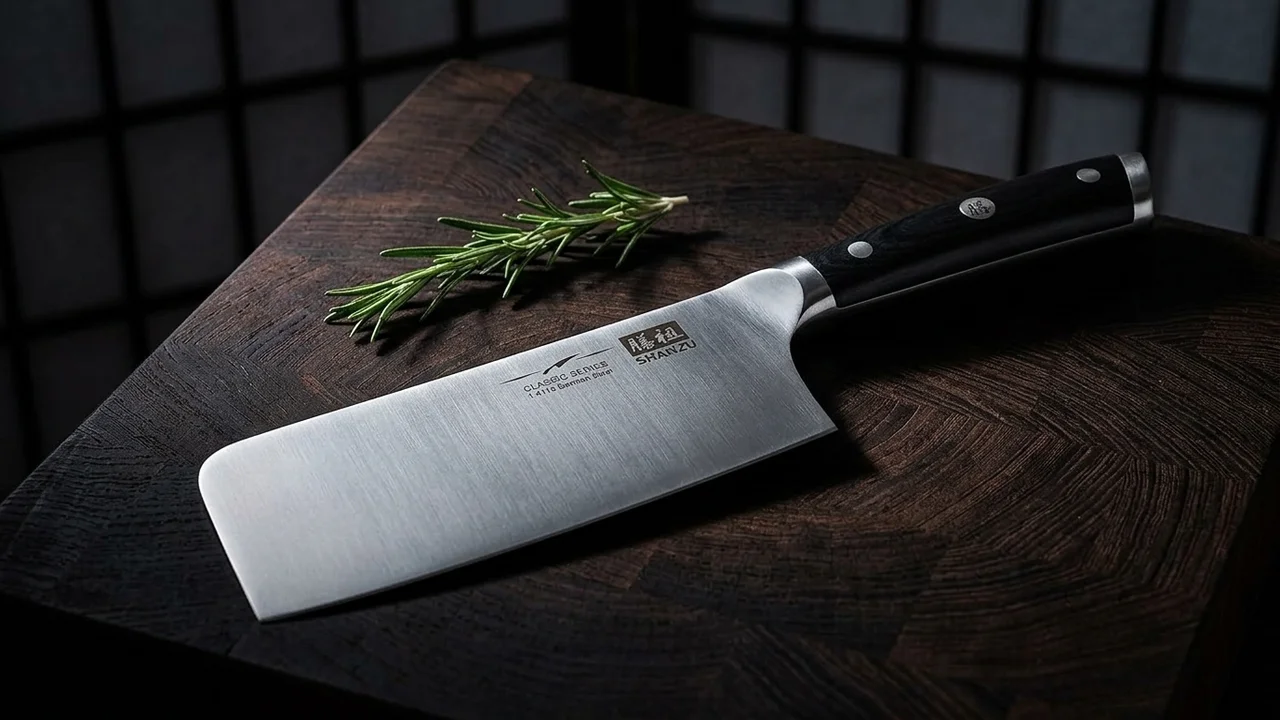 SHAN ZU Cuchillo de Carnicero / Hacha de Cocina 18 cm, Acero Inoxidable Alemán, Mango Pakka