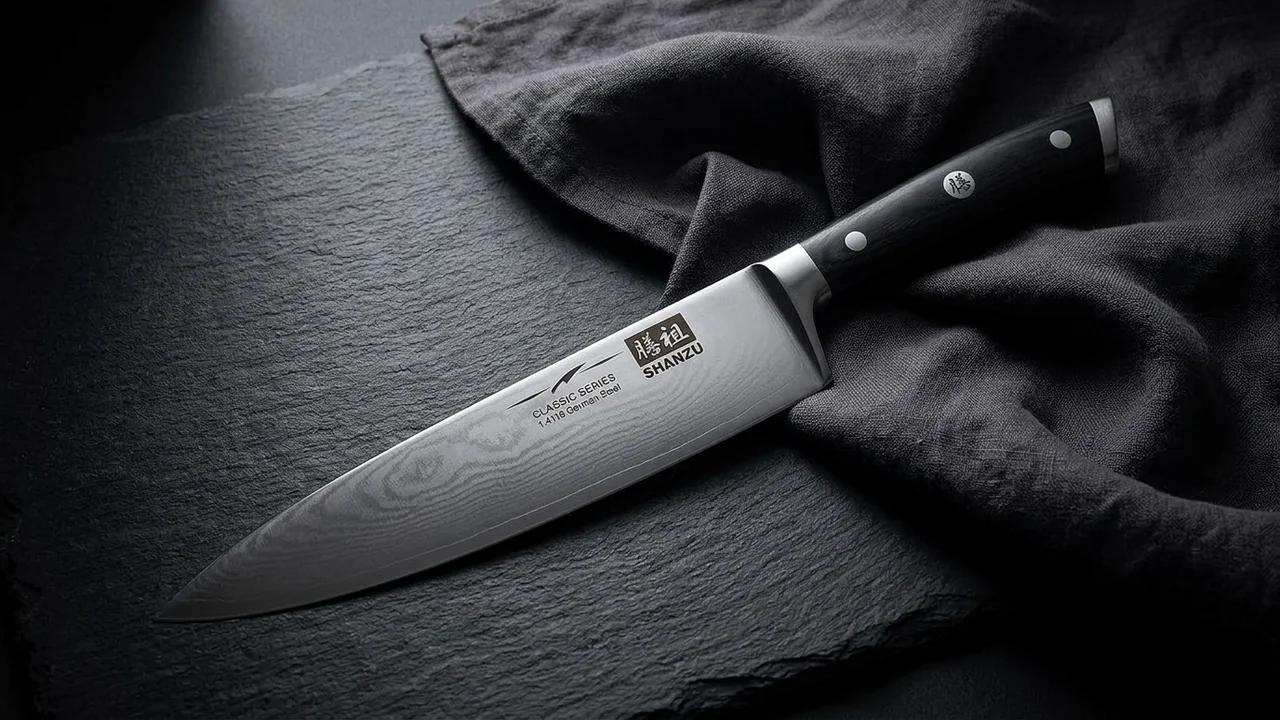 SHAN ZU Cuchillo de Chef 20 cm, Acero Inoxidable Alemán 5Cr15MoV, Mango Pakka