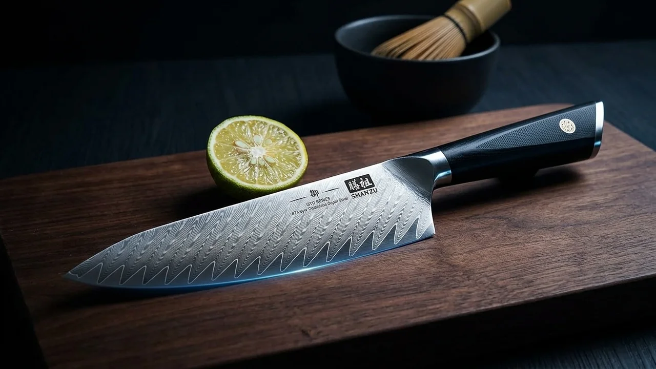 SHAN ZU Cuchillo de Chef 21 cm Damasco GYO, 67 Capas 10Cr15MoV, Mango G10