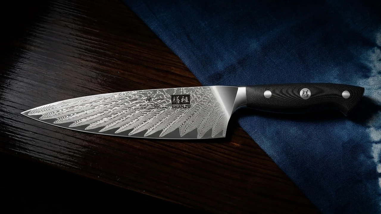 SHAN ZU Cuchillo de Chef 20 cm Damasco AUS-10 SUN, 67 Capas, Mango G10