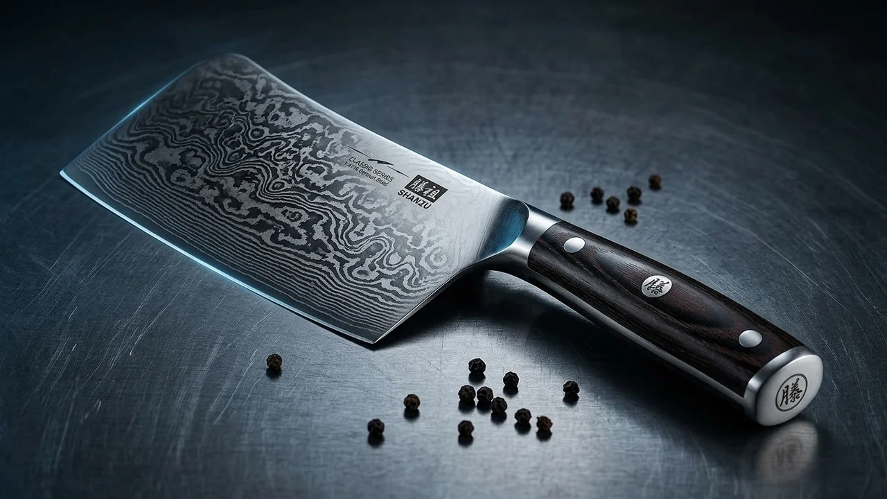 SHAN ZU Cuchillo de Hueso / Carnicero 17,8 cm, Acero Inoxidable Alemán 1.4116, Mango Madera