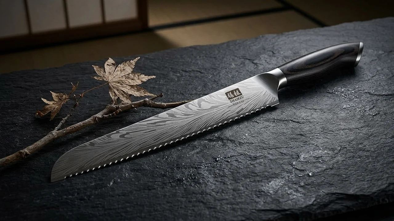 SHAN ZU Cuchillo Panero 25 cm Acero en Polvo, 63 HRC, Mango Pakka