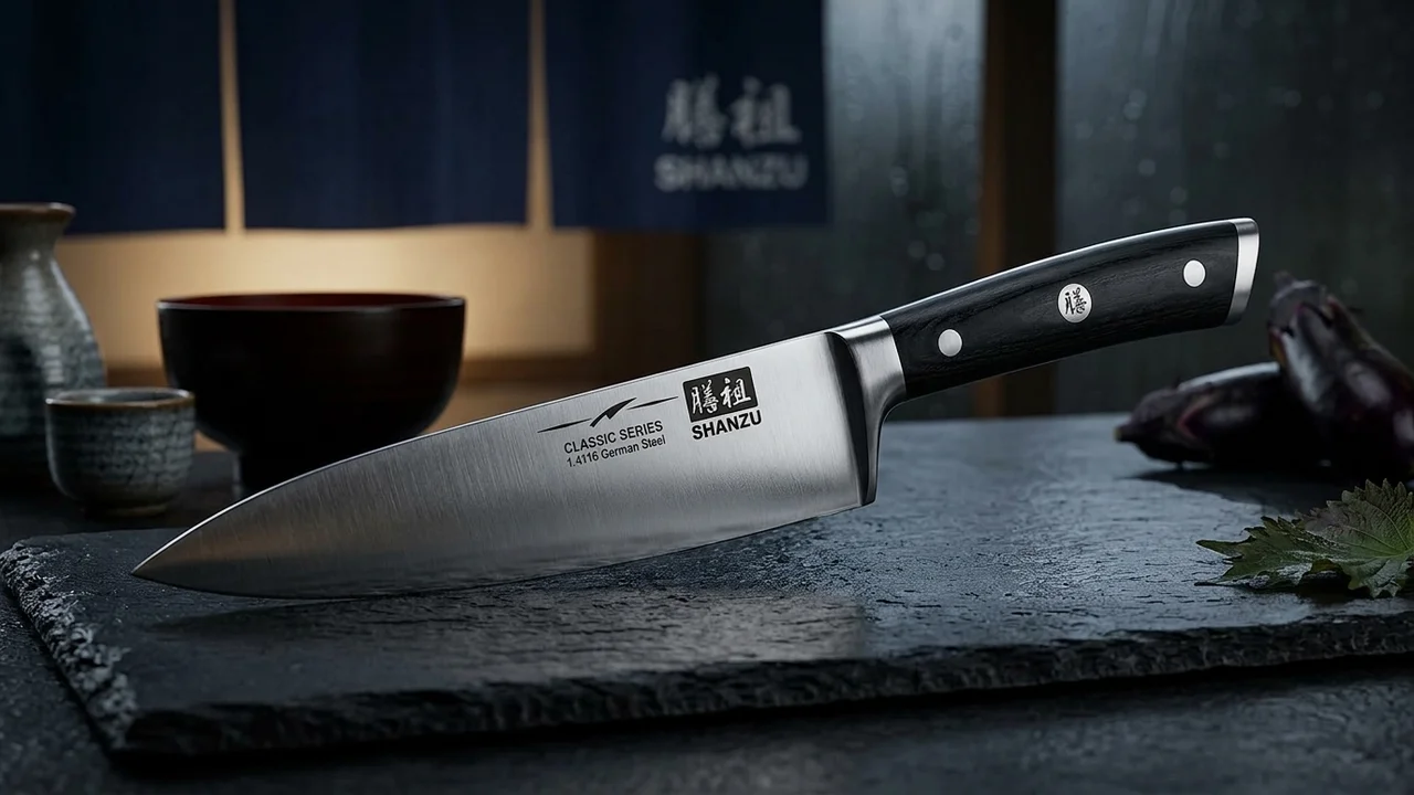 SHAN ZU Juego 4 Cuchillos de Filete / Bistec 12 cm, Acero Inoxidable Alemán