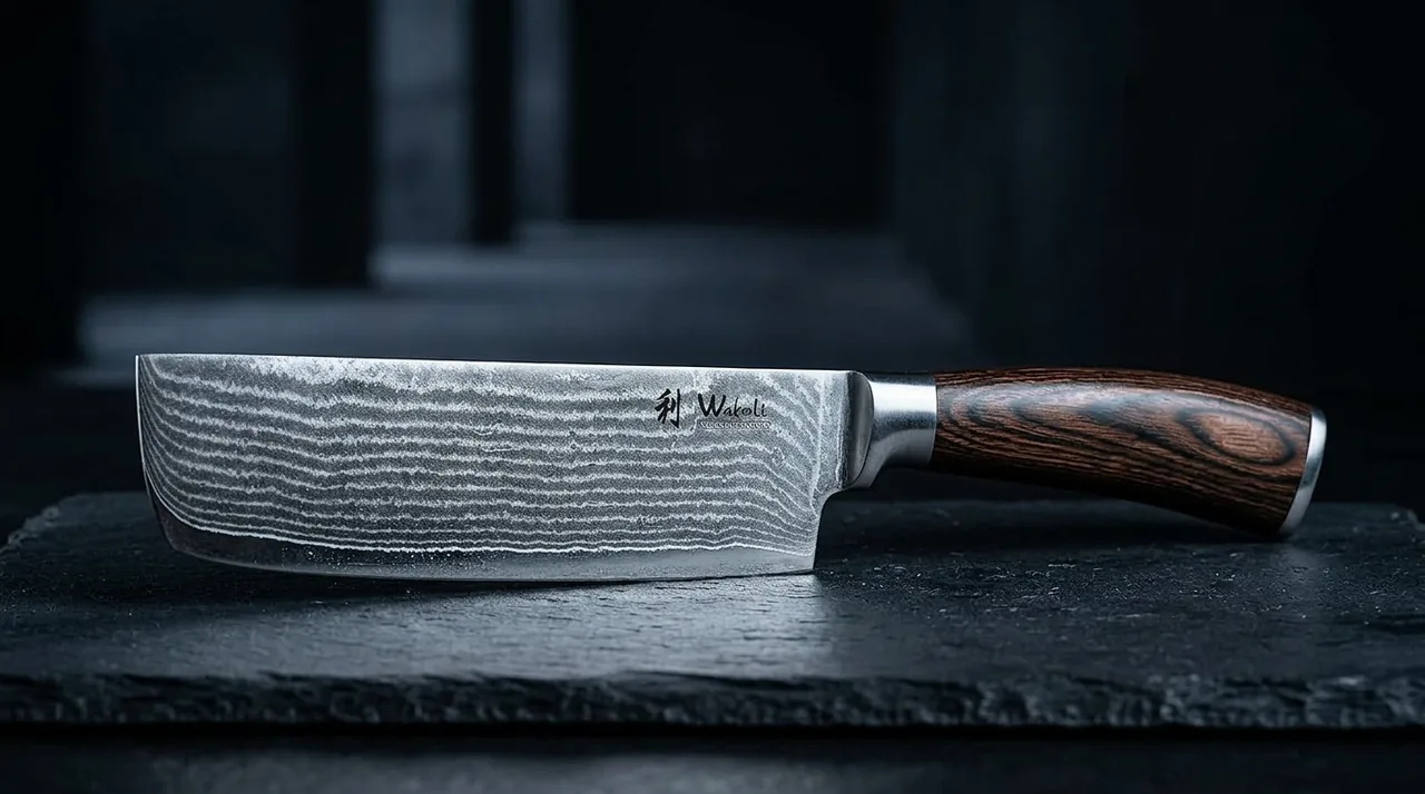 Cuchillo Nakiri Wakoli EDIB damasco VG10 con pakkawood