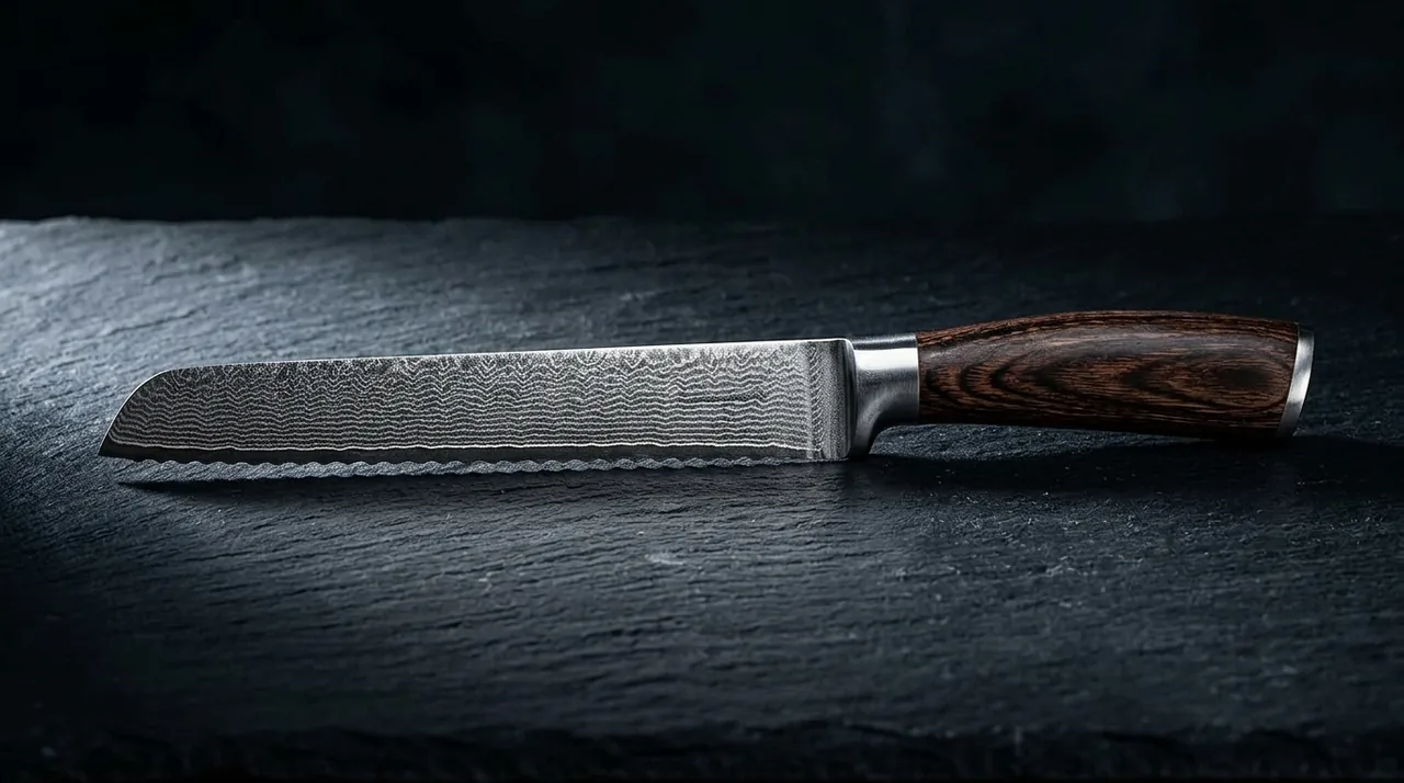 WAKOLI EDIB Cuchillo de Pan 20 cm Damasco 67 capas VG10 Serrado