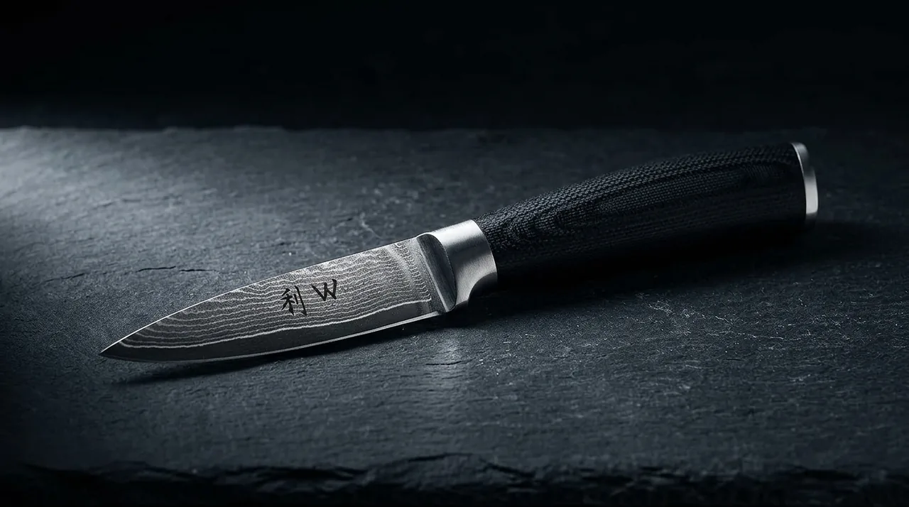 Cuchillo Pelador Wakoli EDIB damasco VG10 con pakkawood
