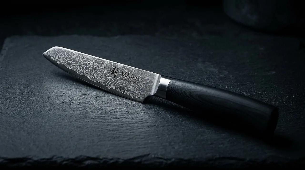 Cuchillo Pelador Wakoli EDIB PRO damasco VG10 con pakkawood