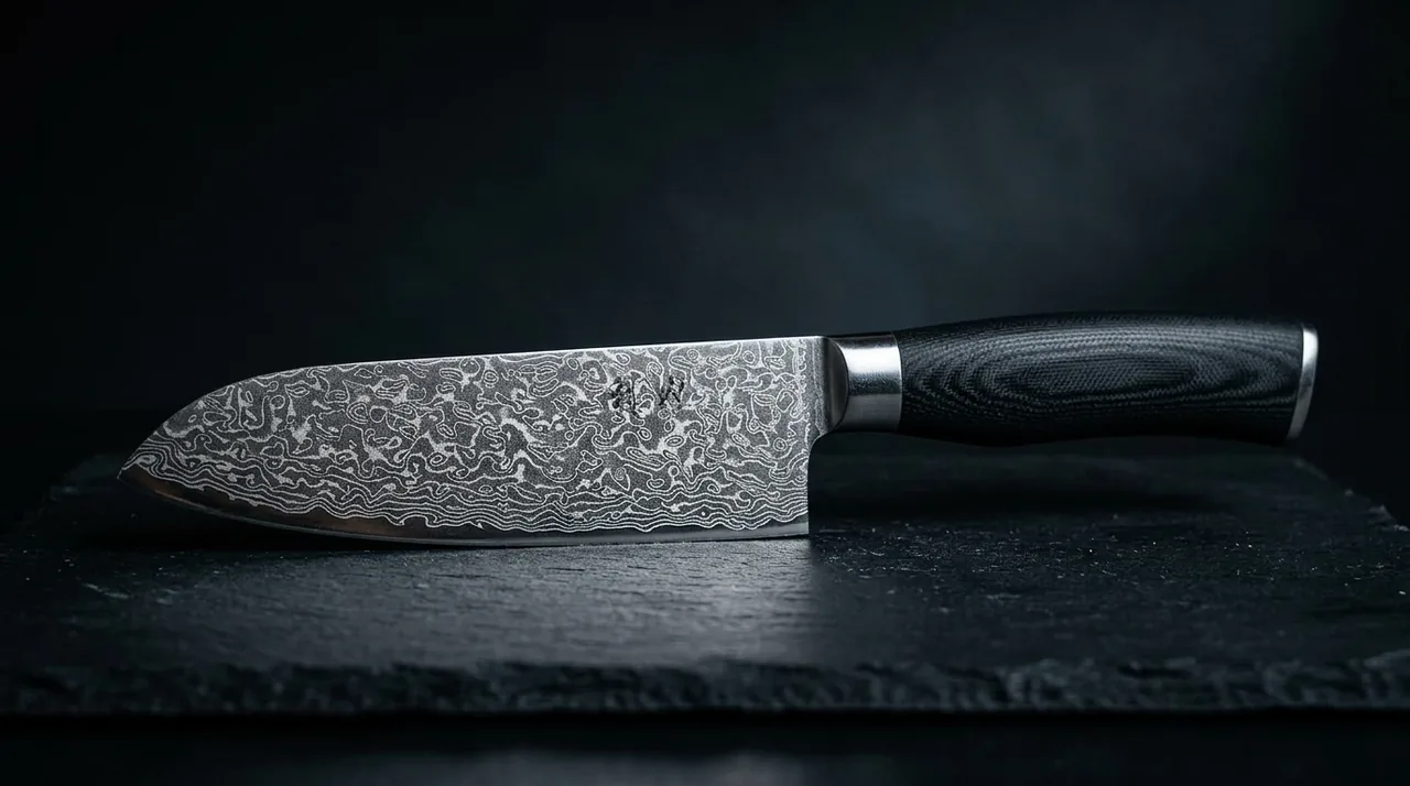 Cuchillo Santoku Wakoli EDIB PRO damasco VG10 con pakkawood
