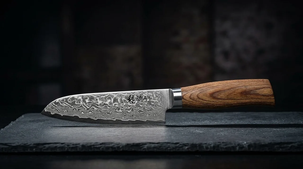 Cuchillo Santoku Wakoli EDIB PRO damasco VG10 con pakkawood
