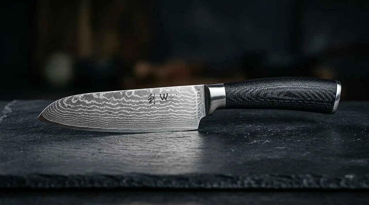 Cuchillo Santoku Wakoli EDIB damasco VG10 con pakkawood