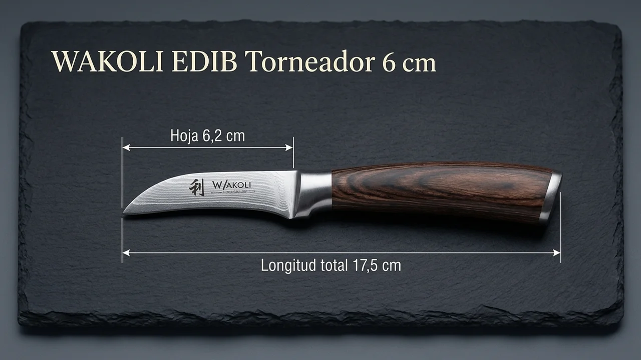 Cuchillo torneador WAKOLI EDIB acotado: hoja curva de 6,2 cm y 17,5 cm de longitud total