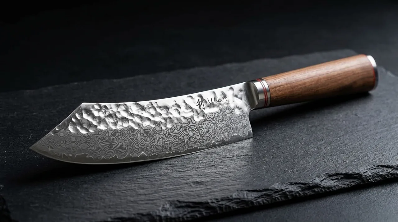 Cuchillo Chef Wakoli nogal damasco VG10 con madera de nogal