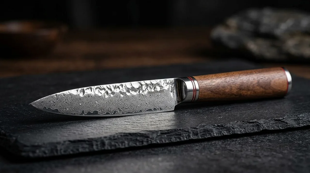Cuchillo Multiusos Wakoli nogal damasco VG10 con madera de nogal