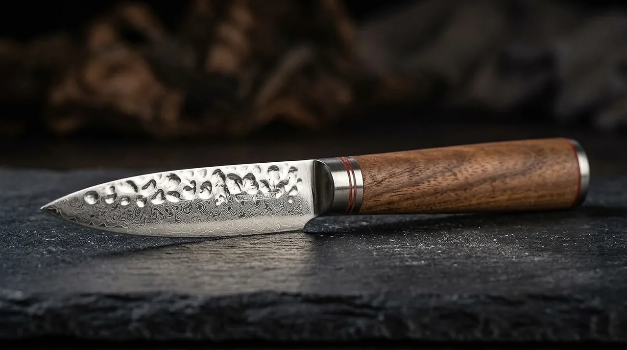 Cuchillo Pelador Wakoli nogal Premium damasco VG10 con madera de nogal