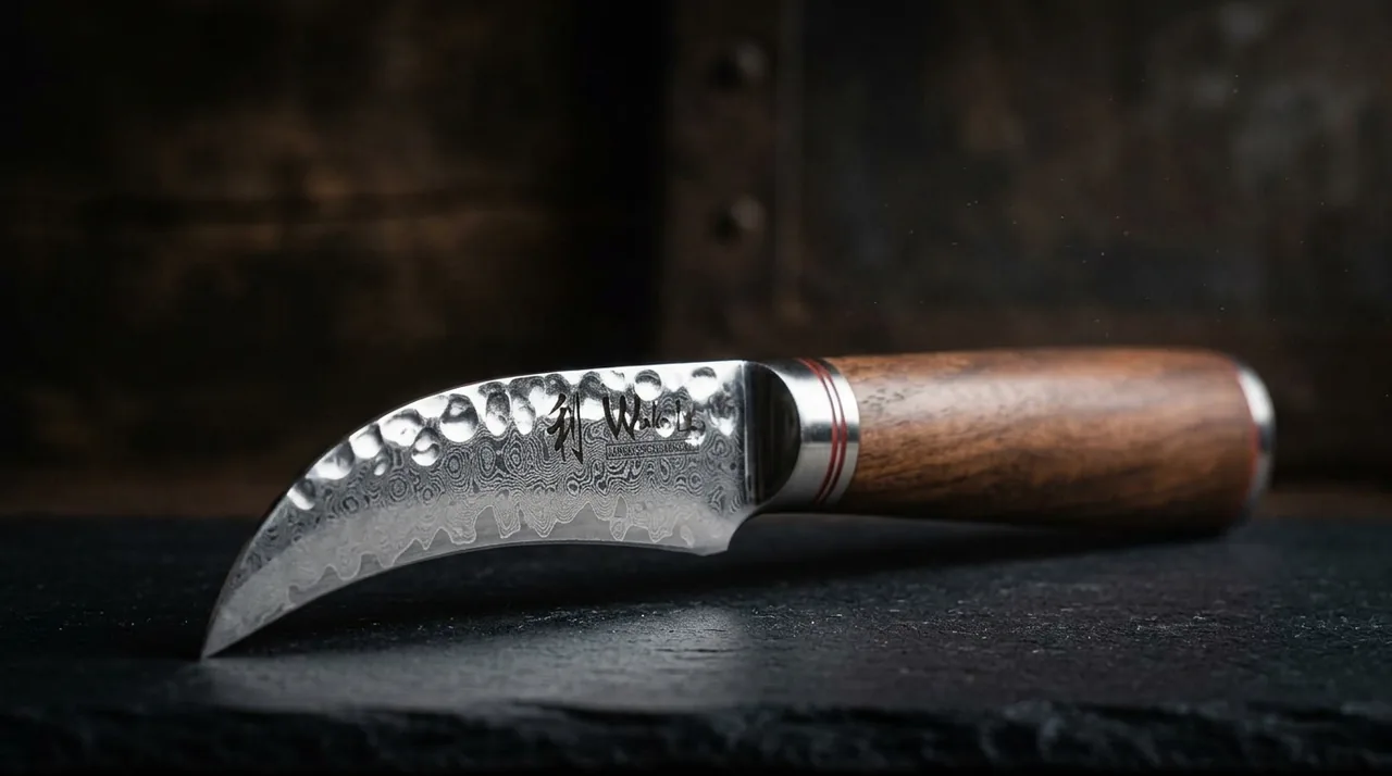 Cuchillo Torneador Wakoli nogal damasco VG10 con madera de nogal