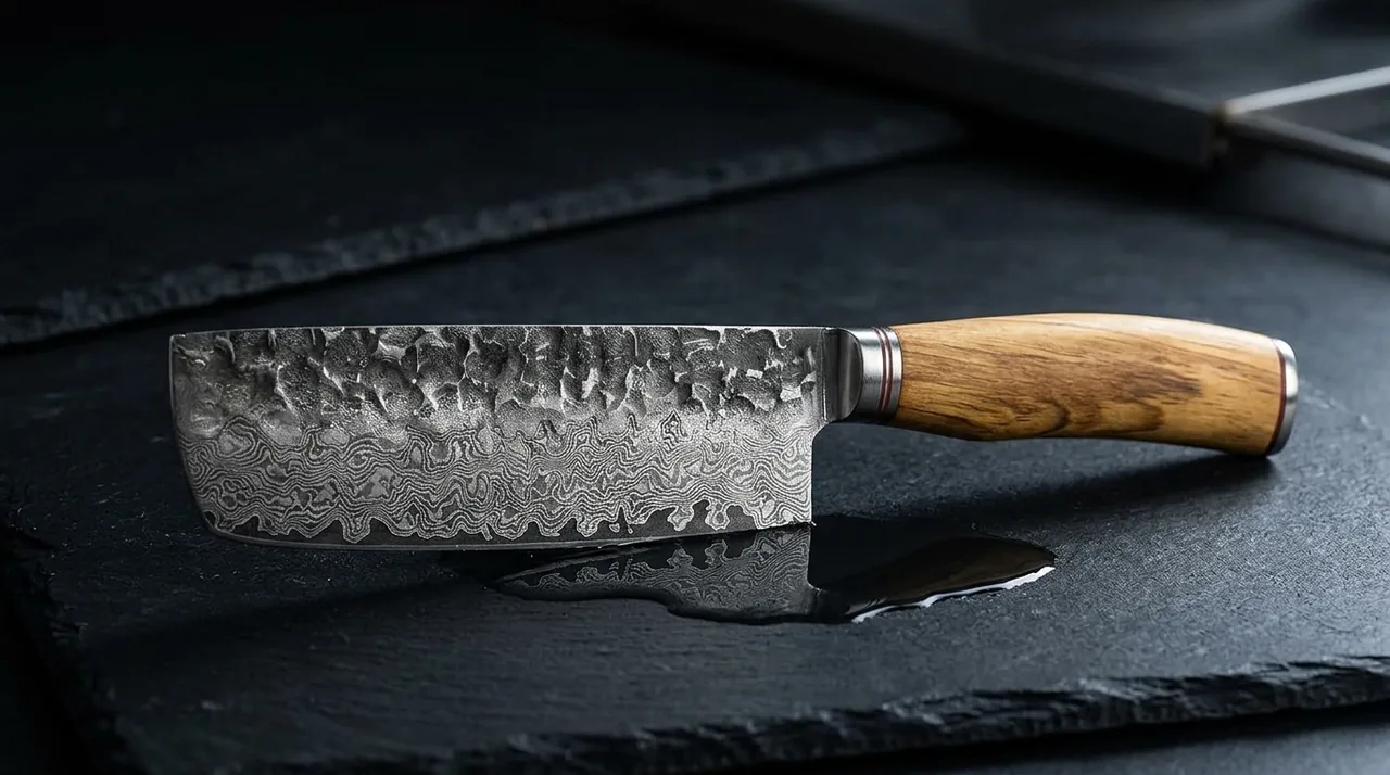 Cuchillo Nakiri Wakoli OLIVE HS damasco VG10 con madera de olivo