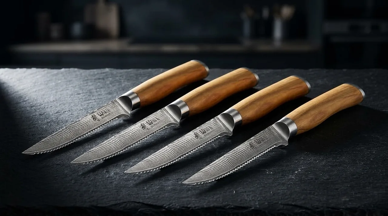 Cuchillo Set Wakoli OLIVE HS damasco VG10 con madera de olivo