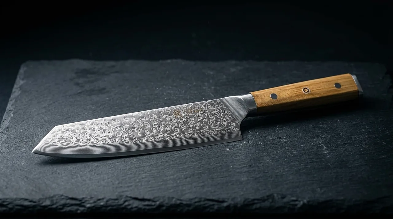 Cuchillo Kiritsuke Wakoli ORIBU damasco VG10 con madera de olivo