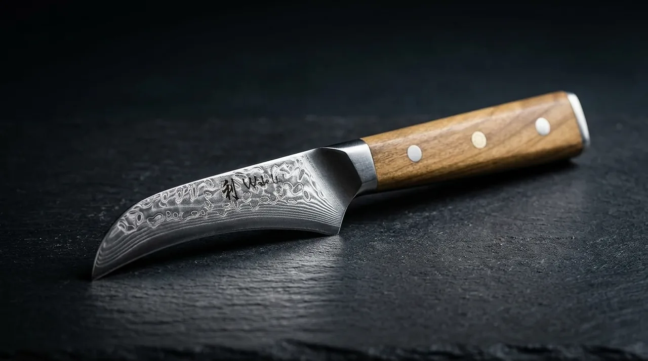 Cuchillo Pelador Wakoli ORIBU damasco VG10 con madera de olivo