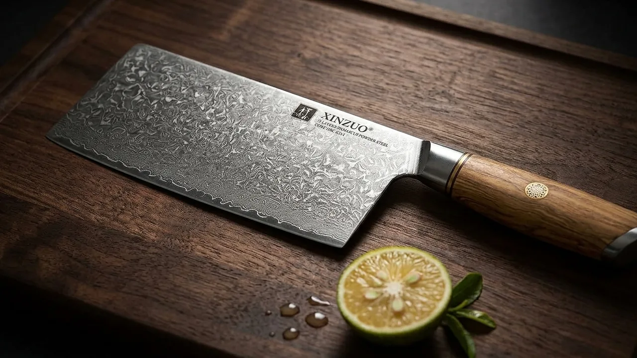 XINZUO Cuchillo Carnicero Chino 19cm Damasco 73 Capas Acero en Polvo, Lan Serie