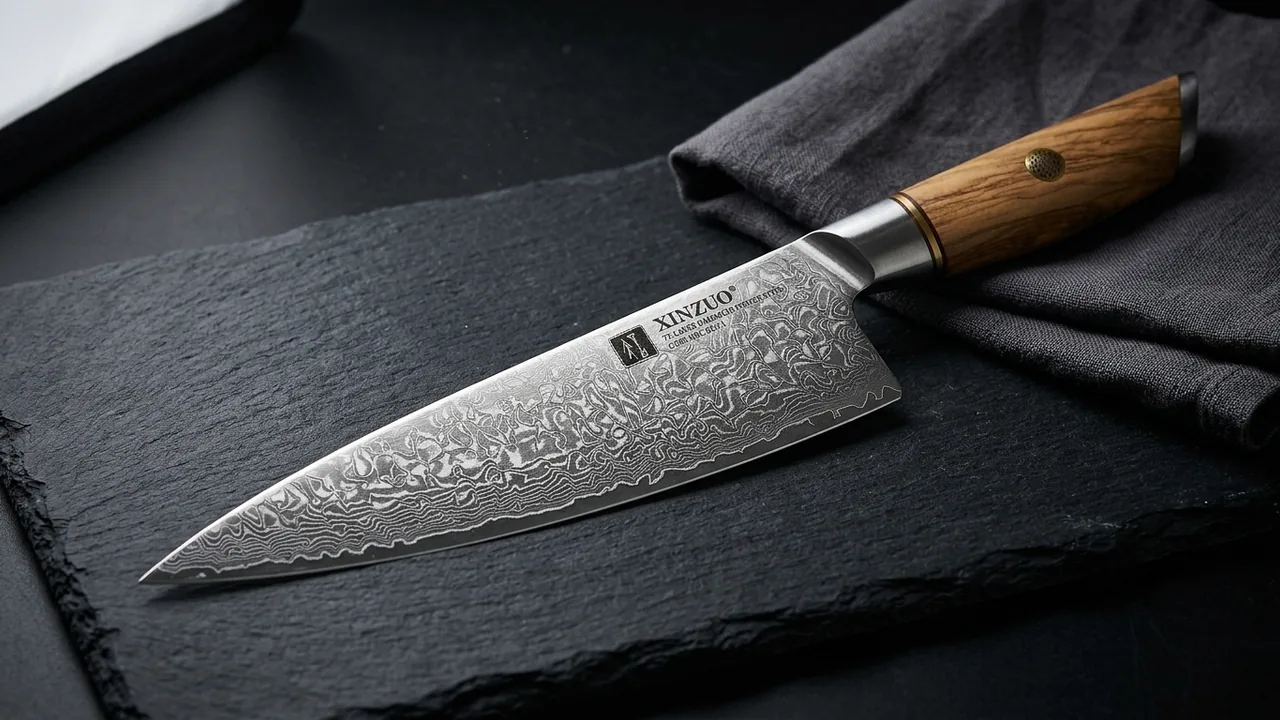 XINZUO Cuchillo Chef Gyuto 21,2cm Damasco 73 Capas Acero en Polvo, Lan Serie