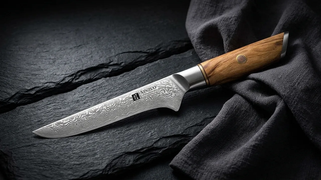 XINZUO Cuchillo Deshuesador 14,2cm Damasco 73 Capas Acero en Polvo, Lan Serie