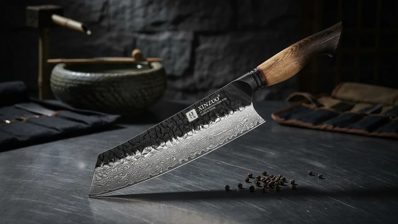 XINZUO Cuchillo Kiritsuke 21,1cm Damasco 67 Capas Mango Roble Blanco Vintage Art