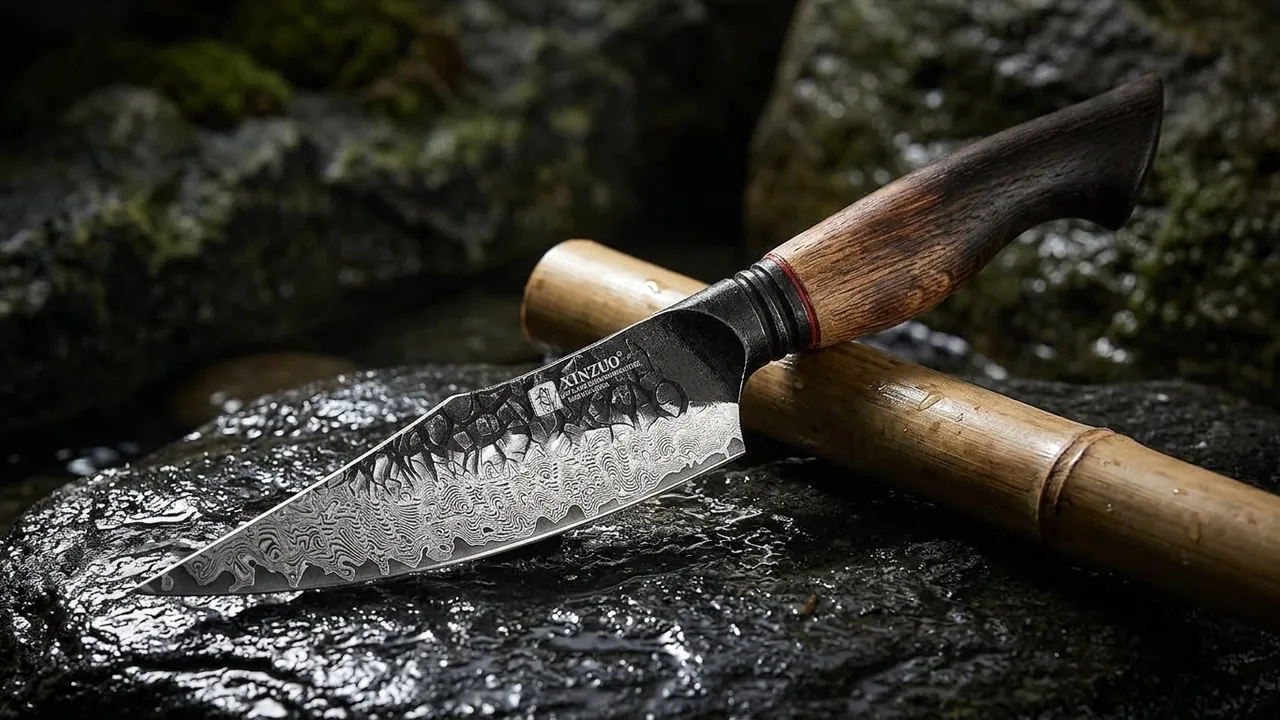 XINZUO Cuchillo Universal 14,1cm Damasco 67 Capas Mango Roble Blanco Vintage Art