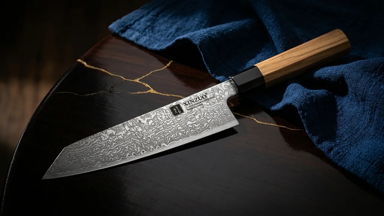 XINZUO Cuchillo Kiritsuke 21,5cm Damasco 67 Capas Mango Octogonal Japonés con Funda Magnética