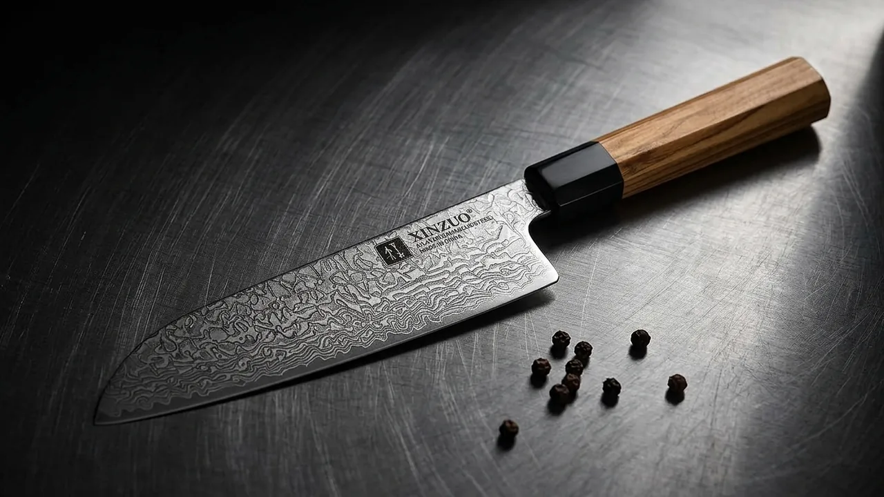 XINZUO Cuchillo Santoku 18,5cm Damasco 67 Capas Mango Octogonal Japonés