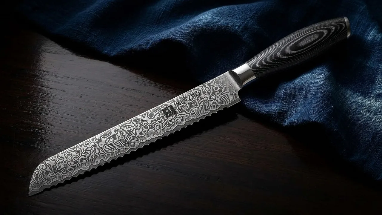 XINZUO Cuchillo de Pan 20cm Acero Damasco, Ya Serie