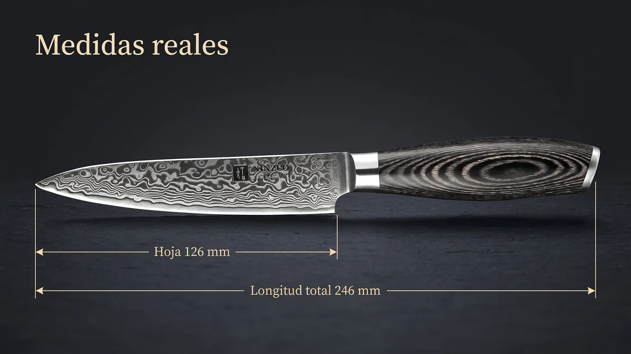 Medidas del XINZUO Ya universal: hoja de 126 mm y 246 mm de longitud total