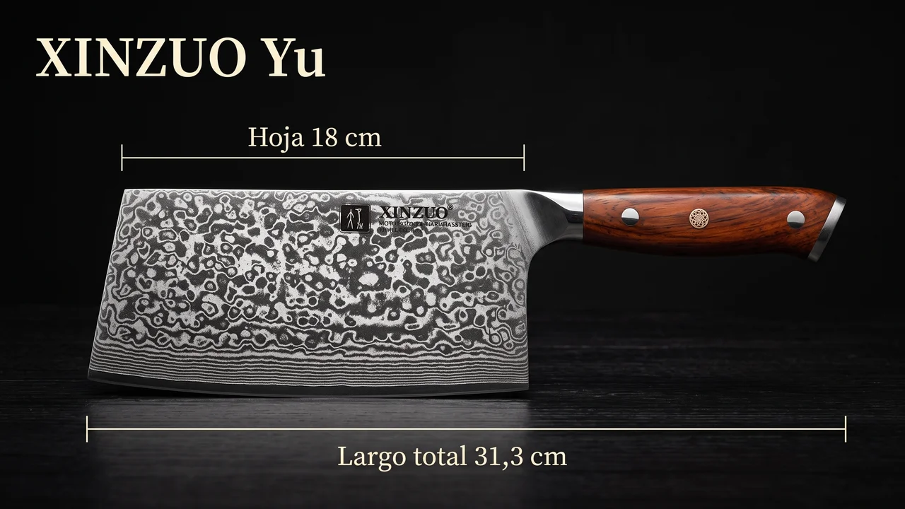 Medidas del XINZUO Yu: hoja de 18 cm y largo total de 31,3 cm