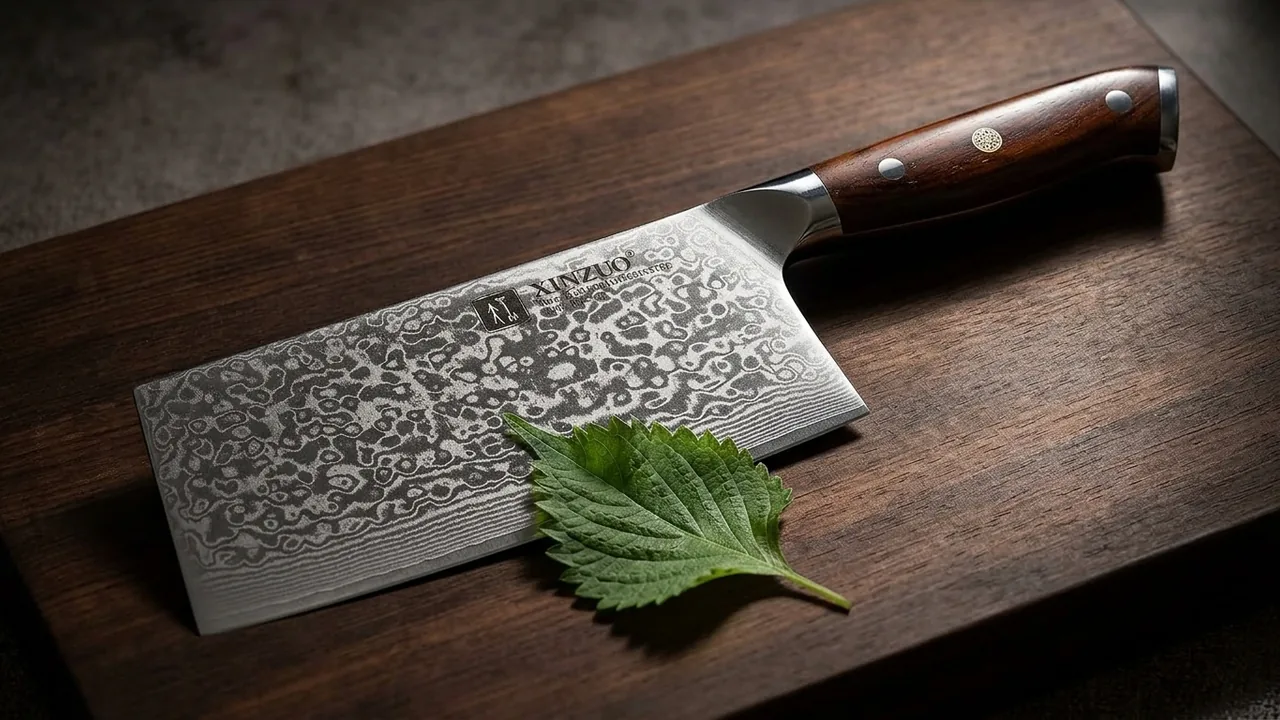 XINZUO Cuchillo Chino Cai Dao 18cm Acero Damasco, Yu Serie