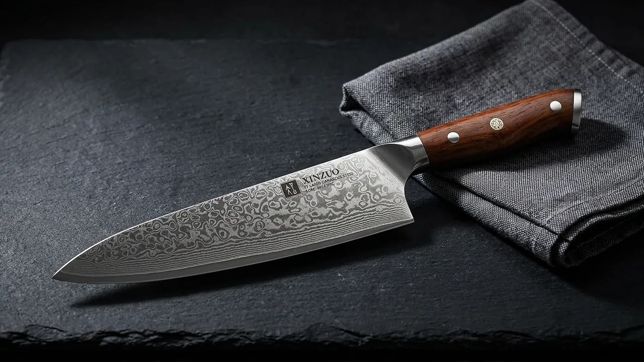 XINZUO Cuchillo Chef 21cm, Acero Damasco, Yu Serie